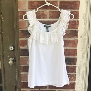 White scoop lace collared top New w/o tags